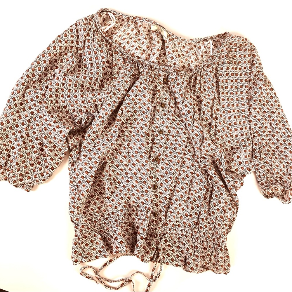 Guess Women’s Floral Peasant Blouse Size Large